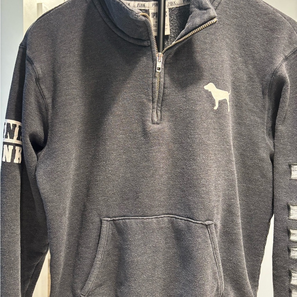 Victoria's Secret PINK Gray and Black Half Zip Sweatshirt, Size XS - Picture 4 of 10